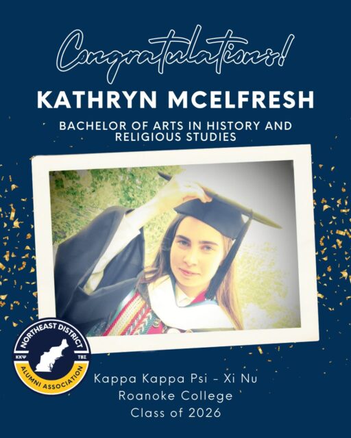 Class of 2026 Graduating Senior Shoutout
•
Congratulations to Kathryn McElfresh of the Xi Nu Chapter of Kappa Kappa Psi at Roanoke College. She graduated with a BA in History and Religious Studies. Post-graduation, she’s most excited about making new connections musically as she transitions into playing in community ensembles. Congratulations, Kathryn! 🎓📚🎉
•
Want NEDAA to celebrate your graduation? Fill out the link in our bio!